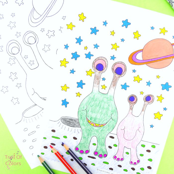 Alien Coloring Page for Kids 