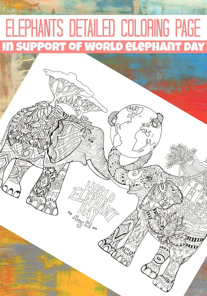 Elephants Detailed Coloring Page for Adults