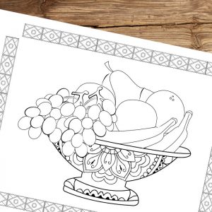 A Bowl of Fruit Coloring Page for Adults