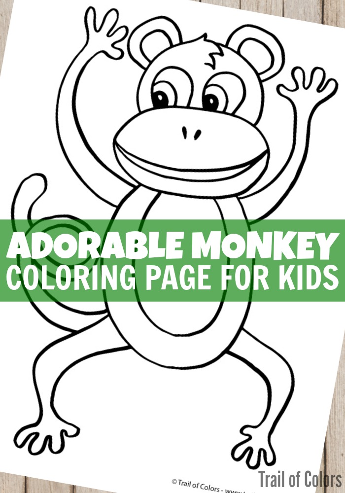 Adorable Monkey Coloring Page for Kids