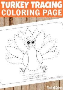 Free Printable Turkey Tracing Coloring Page for Kids