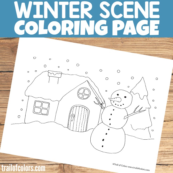 Free Printable Winter Scene Coloring Page