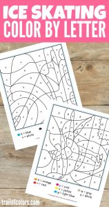 Grab These Cute Ice Skating Color by Letter Free Printable for Kids
