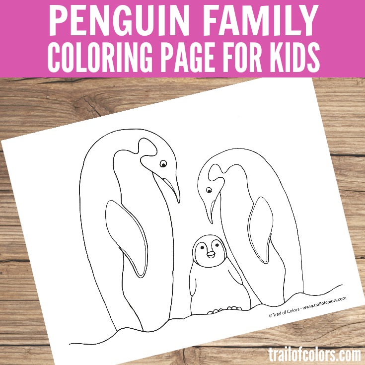 Adorable Penguin Family Coloring Page for Kids