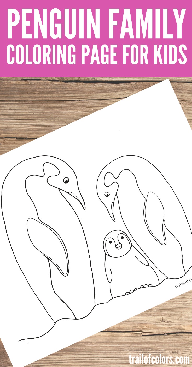 Free Prinable Penguin Family Coloring Page for Kids
