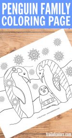 Penguin Family Coloring Page for Adults