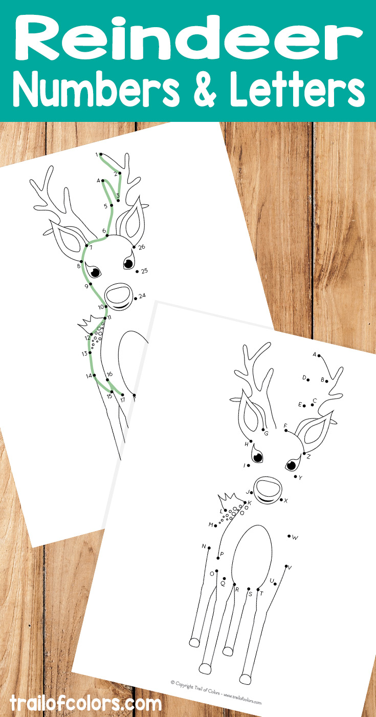 Reindeer Dot to Dot - Numbers and Alphabet