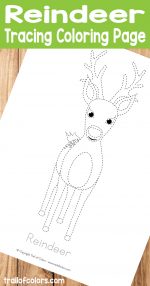 Reindeer Tracing Coloring Page for Kids
