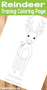 Free Printable Reindeer Tracing Coloring Page for Kids