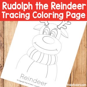 Rudolph The Reindeer Tracing Coloring Sheet