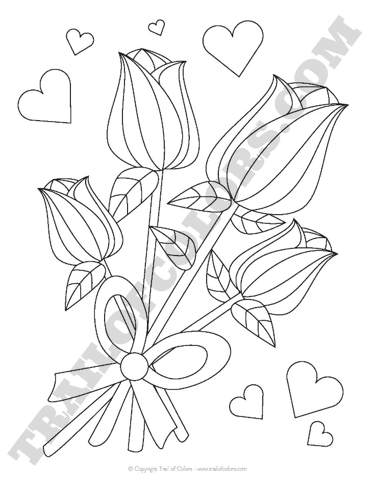 Free Printable Roses Coloring Page for Kids