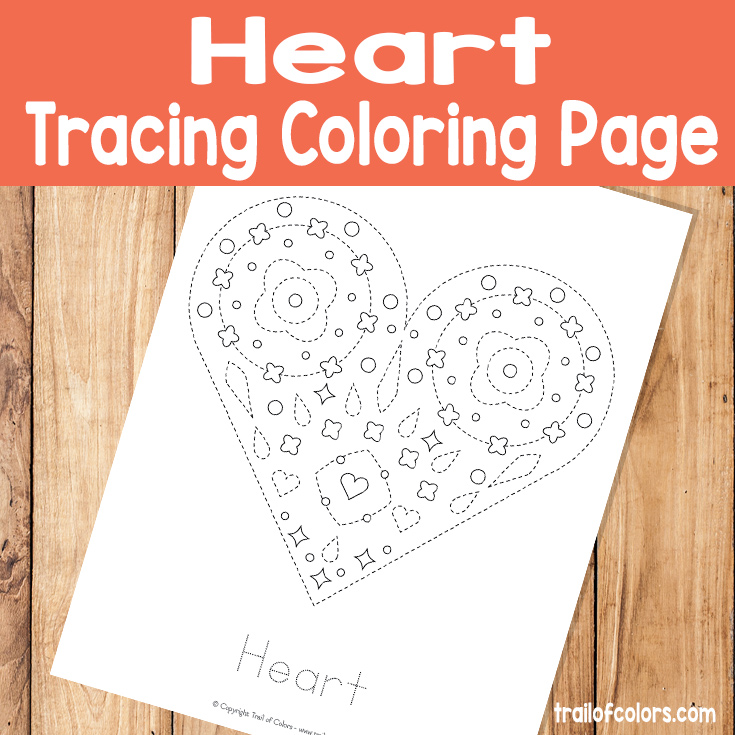 Heart Tracing Coloring Page for Kids