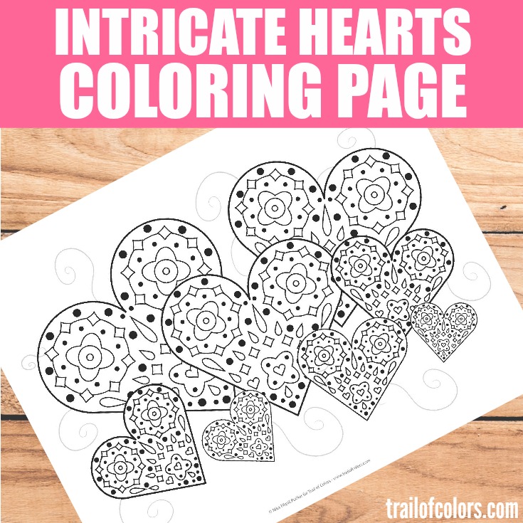 Intricate Hearts Coloring Page