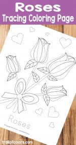 Free Printable Roses Tracing Coloring Page