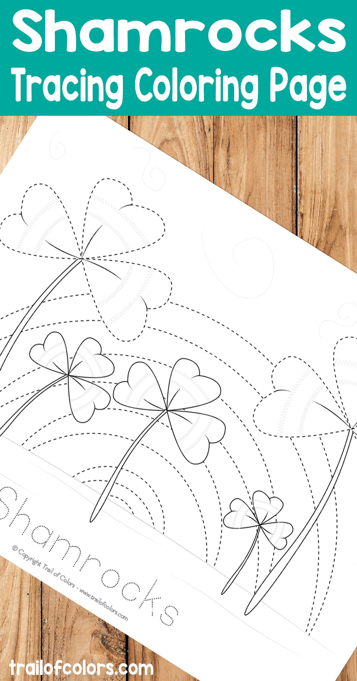 Shamrocks Tracing Coloring Page for Kids