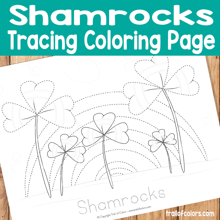 Free Printable Shamrocks Tracing Coloring Page