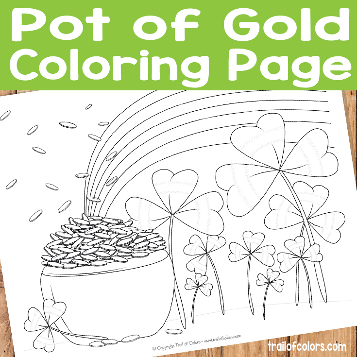 Pot of Gold Coloring Page for Kids