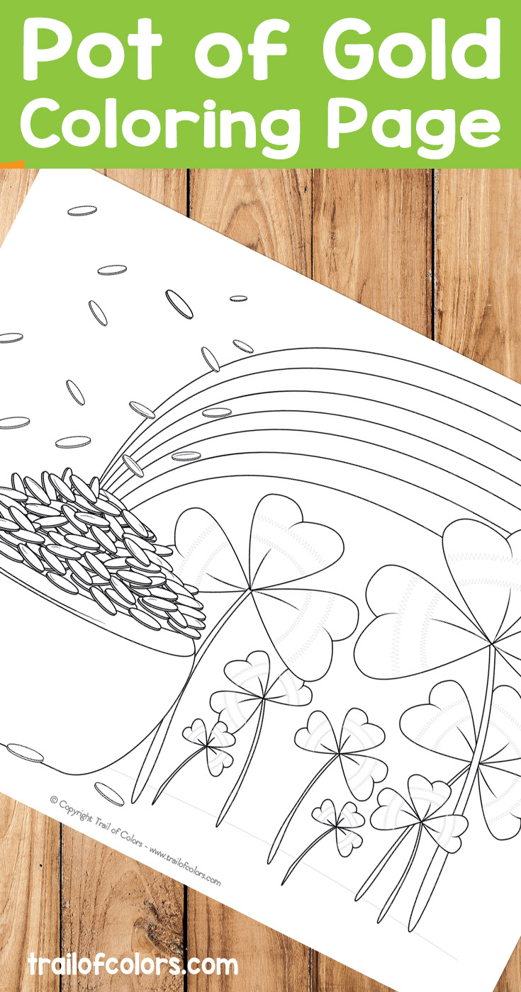 Free Printable Pot of Gold Coloring Page for Kids