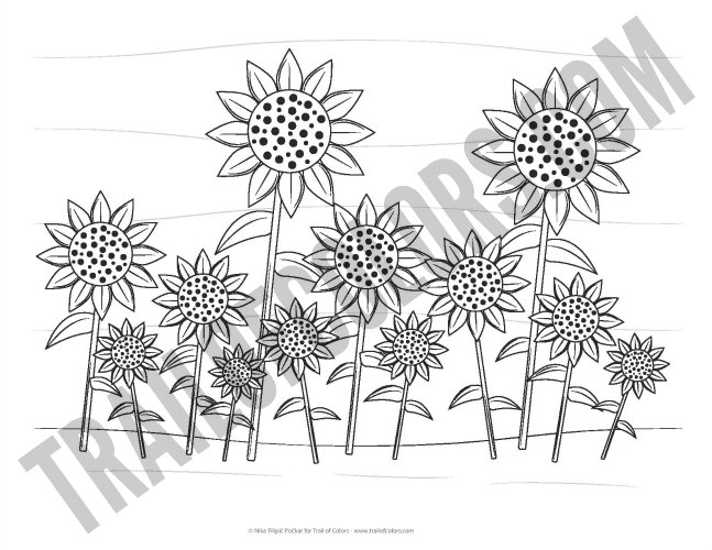 Sunflower Themed Coloring Page for Kids
