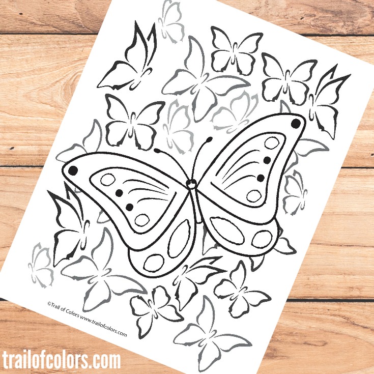 Free Printable Butterfly Coloring Page for Grown Ups